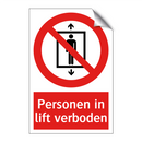 Personen in lift verboden