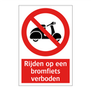 Rijden op een bromfiets verboden