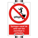 Springen vanaf de rand van het zwembad is verboden