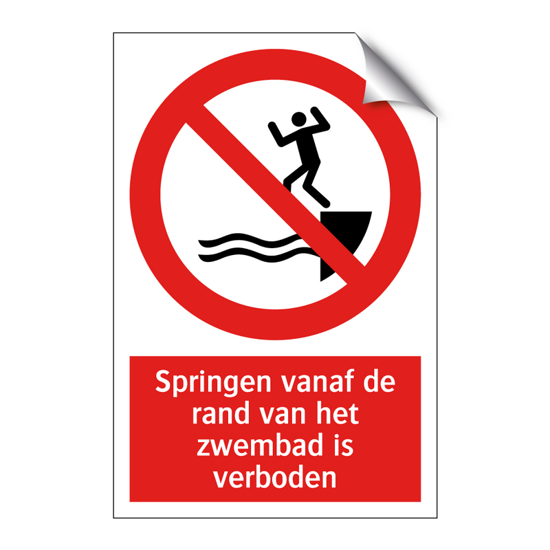 Springen vanaf de rand van het zwembad is verboden