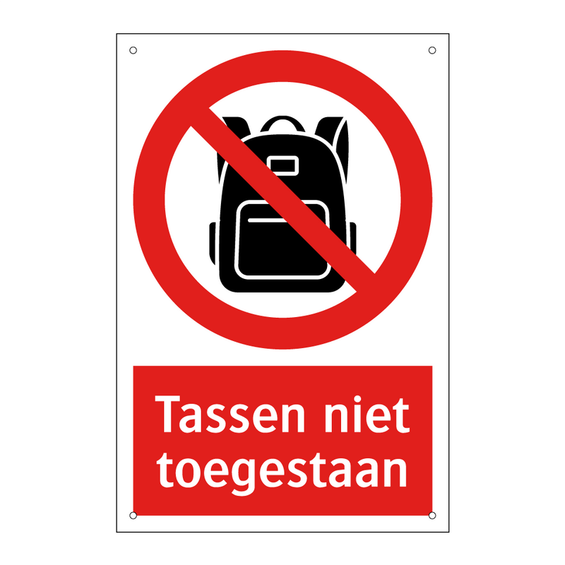 Tassen niet toegestaan