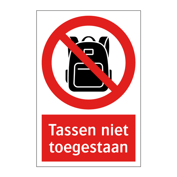 Tassen niet toegestaan