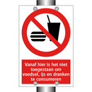 Vanaf hier is het niet toegestaan om voedsel, ijs en dranken te consumeren