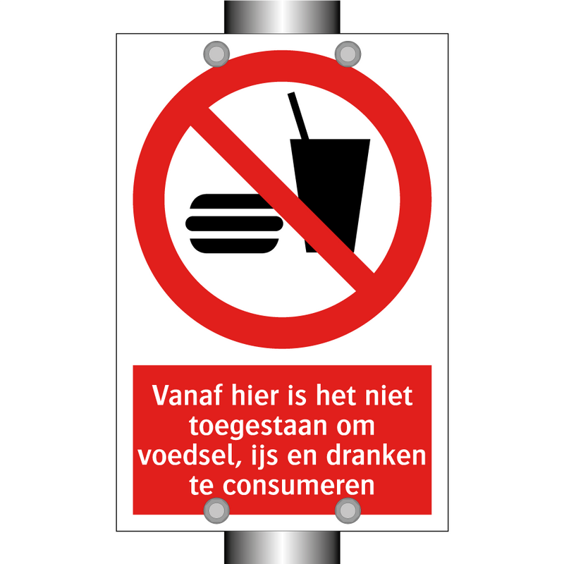 Vanaf hier is het niet toegestaan om voedsel, ijs en dranken te consumeren