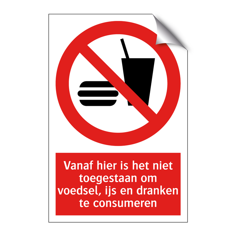 Vanaf hier is het niet toegestaan om voedsel, ijs en dranken te consumeren