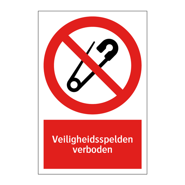 Veiligheidsspelden verboden