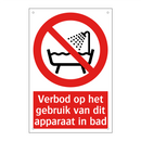Verbod op het gebruik van dit apparaat in bad