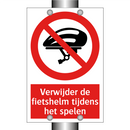 Verwijder de fietshelm tijdens het spelen