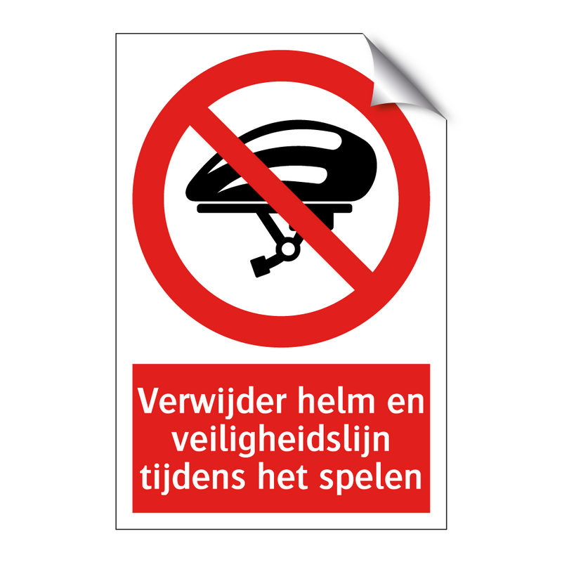 Verwijder helm en veiligheidslijn tijdens het spelen