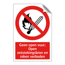 Geen open vuur; Open ontstekingsbron en roken verboden