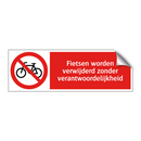 Fietsen worden verwijderd zonder verantwoordelijkheid