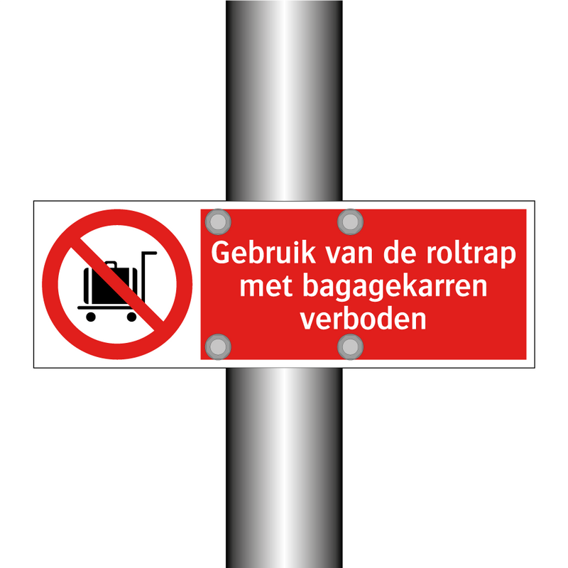 Gebruik van de roltrap met bagagekarren verboden