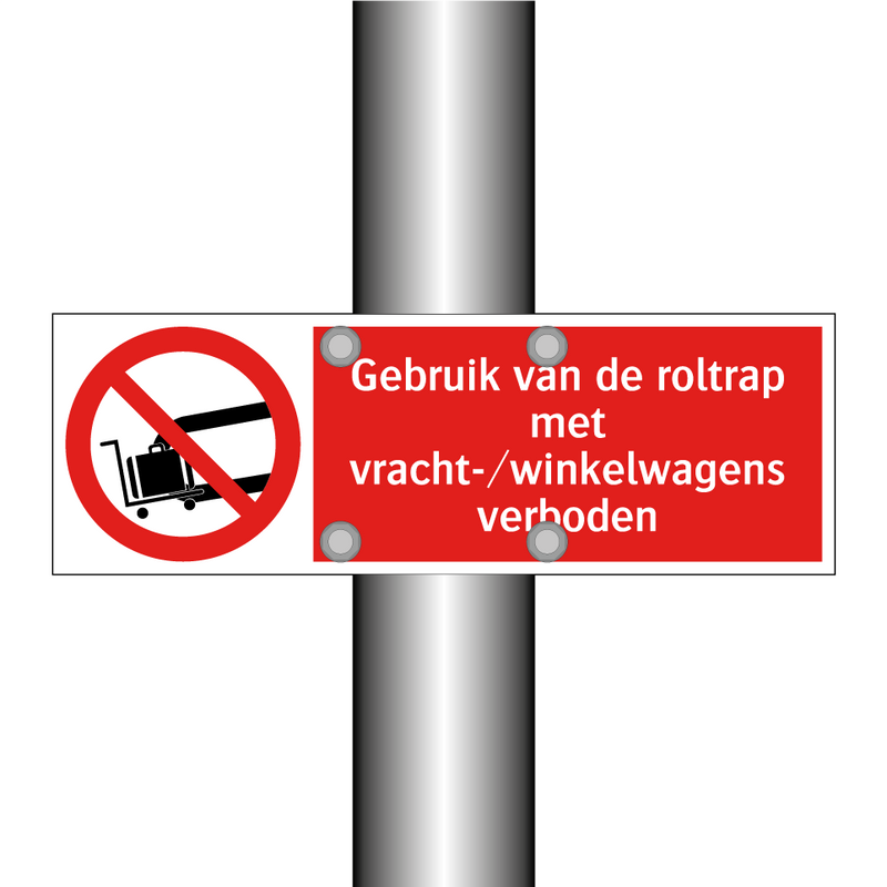 Gebruik van de roltrap met vracht-/winkelwagens verboden