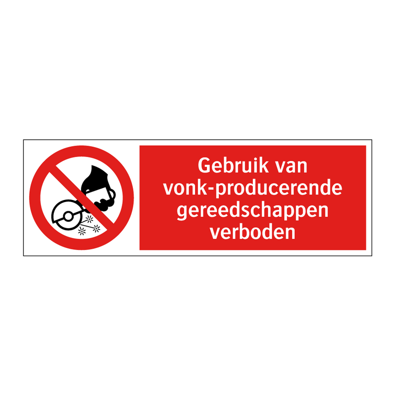 Gebruik van vonk-producerende gereedschappen verboden
