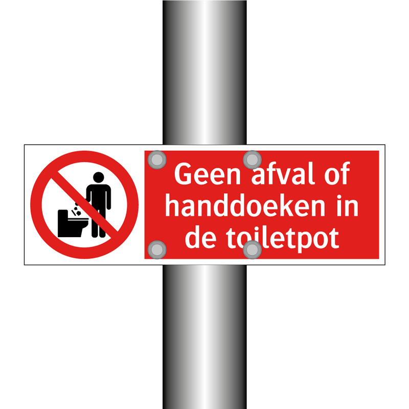Geen afval of handdoeken in de toiletpot
