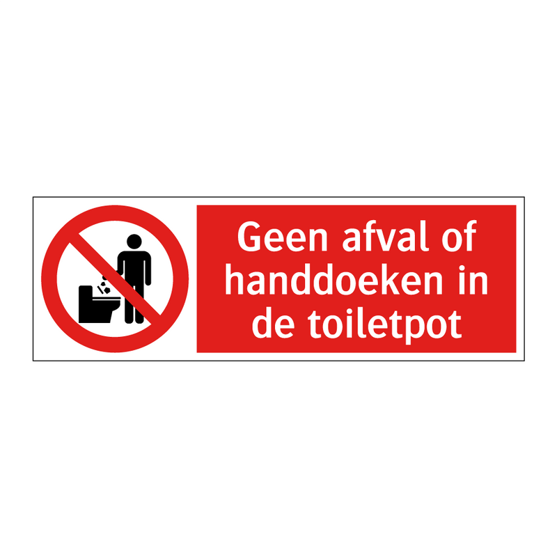 Geen afval of handdoeken in de toiletpot