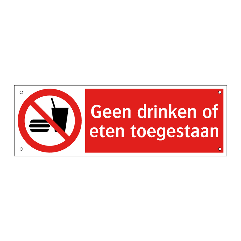 Geen drinken of eten toegestaan