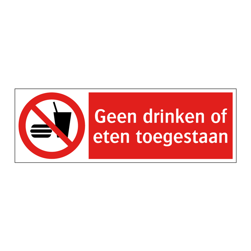 Geen drinken of eten toegestaan