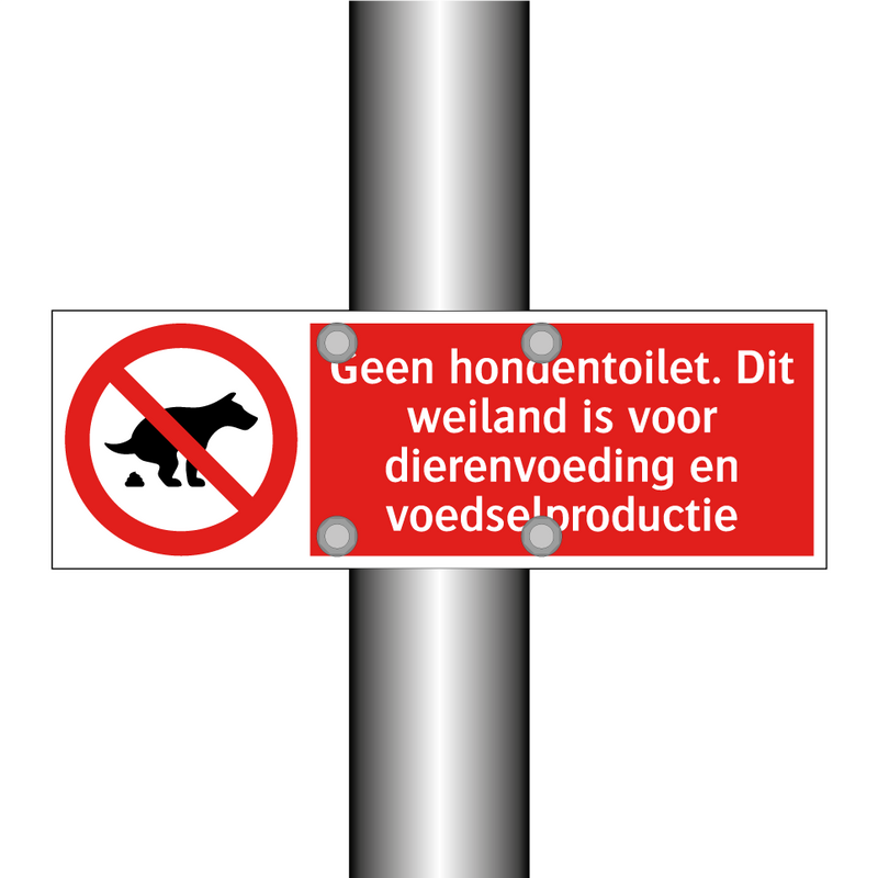 Geen hondentoilet. Dit weiland is voor dierenvoeding en voedselproductie