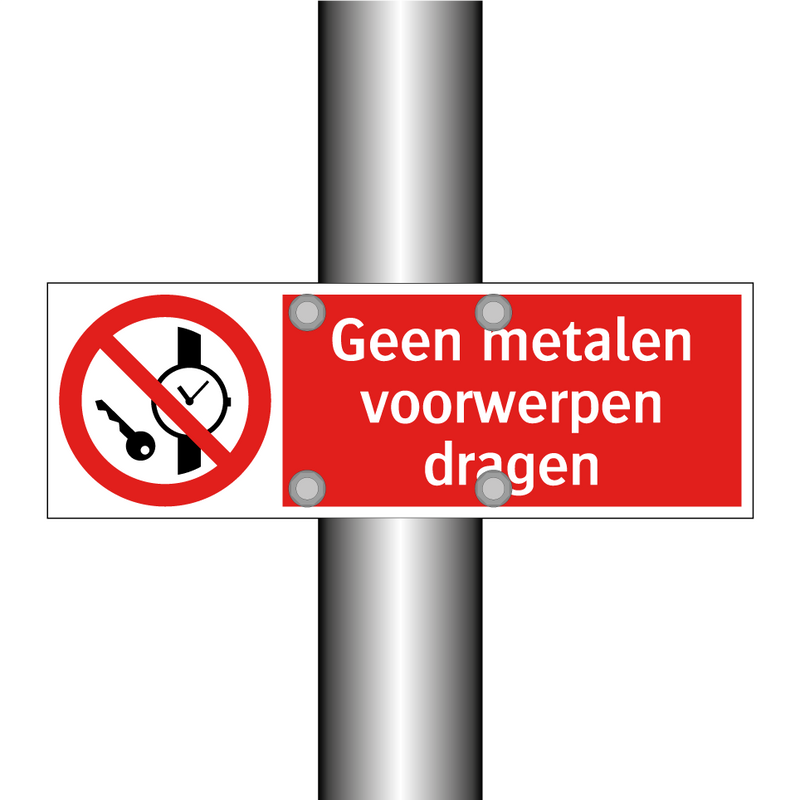 Geen metalen voorwerpen dragen