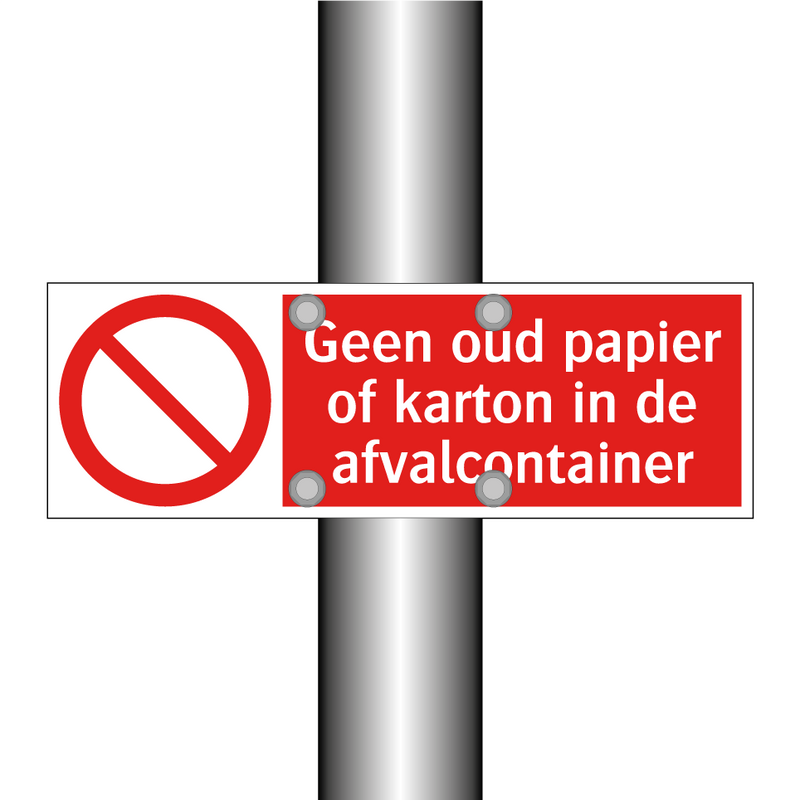 Geen oud papier of karton in de afvalcontainer