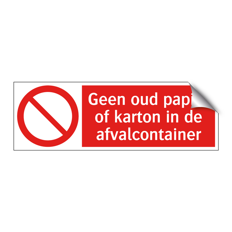 Geen oud papier of karton in de afvalcontainer