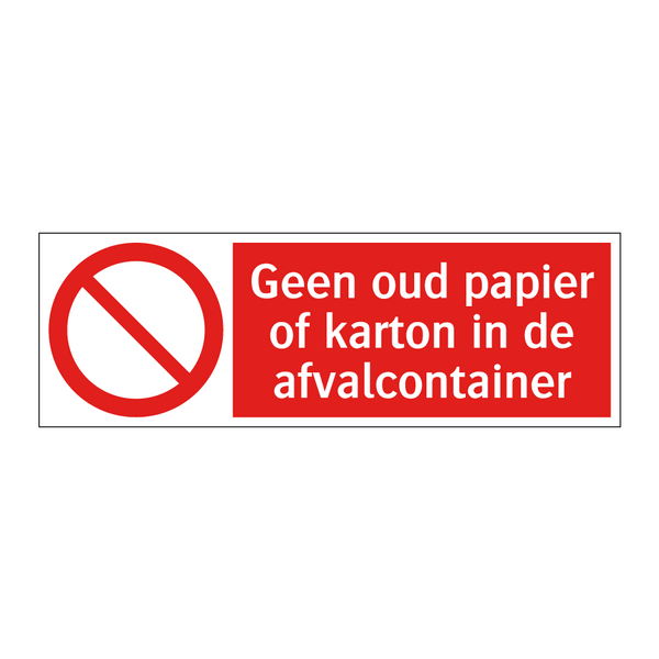 Geen oud papier of karton in de afvalcontainer