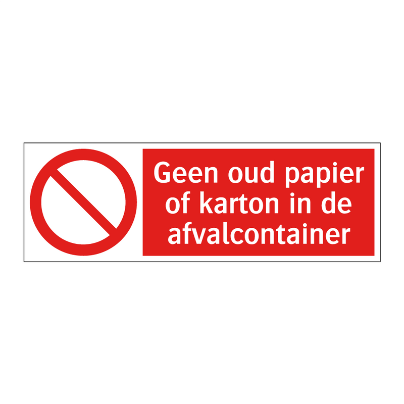 Geen oud papier of karton in de afvalcontainer