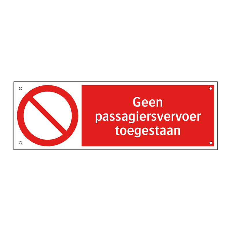 Geen passagiersvervoer toegestaan