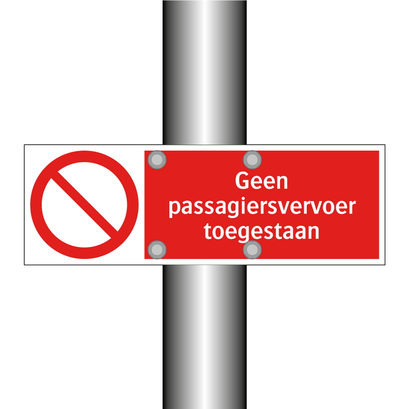Geen passagiersvervoer toegestaan