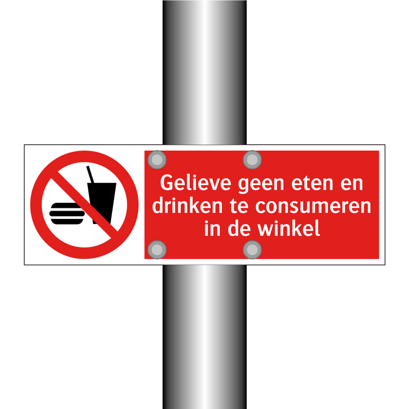 Gelieve geen eten en drinken te consumeren in de winkel