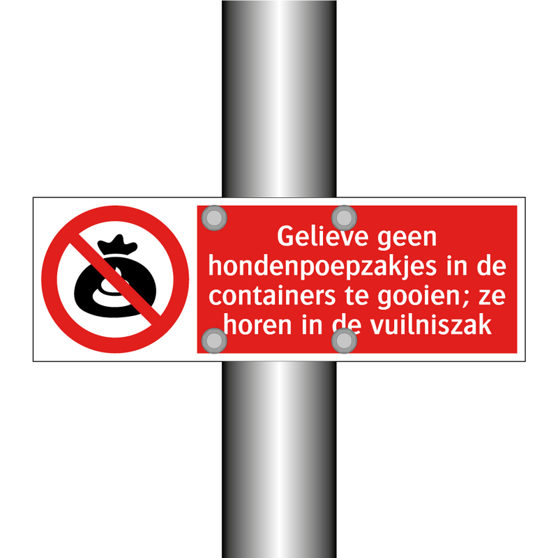 Gelieve geen hondenpoepzakjes in de containers te gooien; ze horen in de vuilniszak