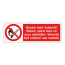 Gevaar voor explosie! Roken, open vuur en vuur verboden. Vermijd het creëren van vonken