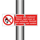 Gevaar voor explosie! Roken, open vuur en vuur verboden. Vermijd het creëren van vonken