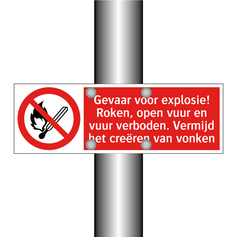 Gevaar voor explosie! Roken, open vuur en vuur verboden. Vermijd het creëren van vonken