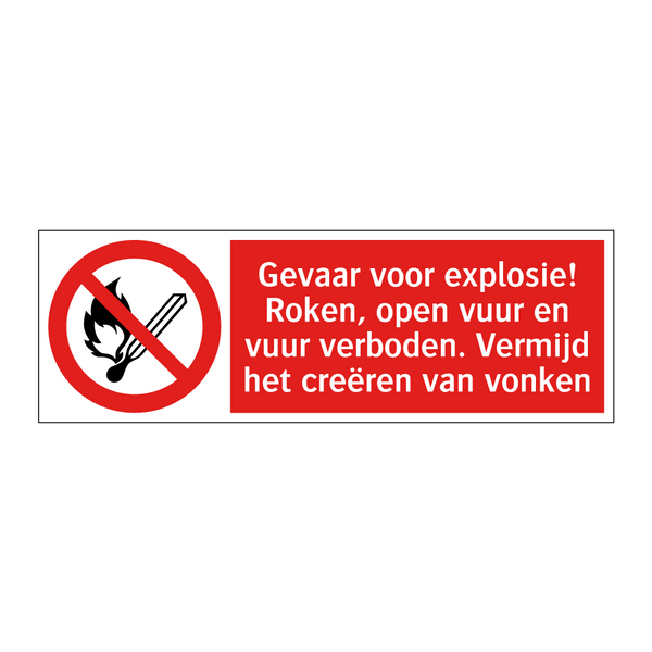 Gevaar voor explosie! Roken, open vuur en vuur verboden. Vermijd het creëren van vonken
