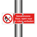Gevarenzone: Vuur, open vuur en roken verboden