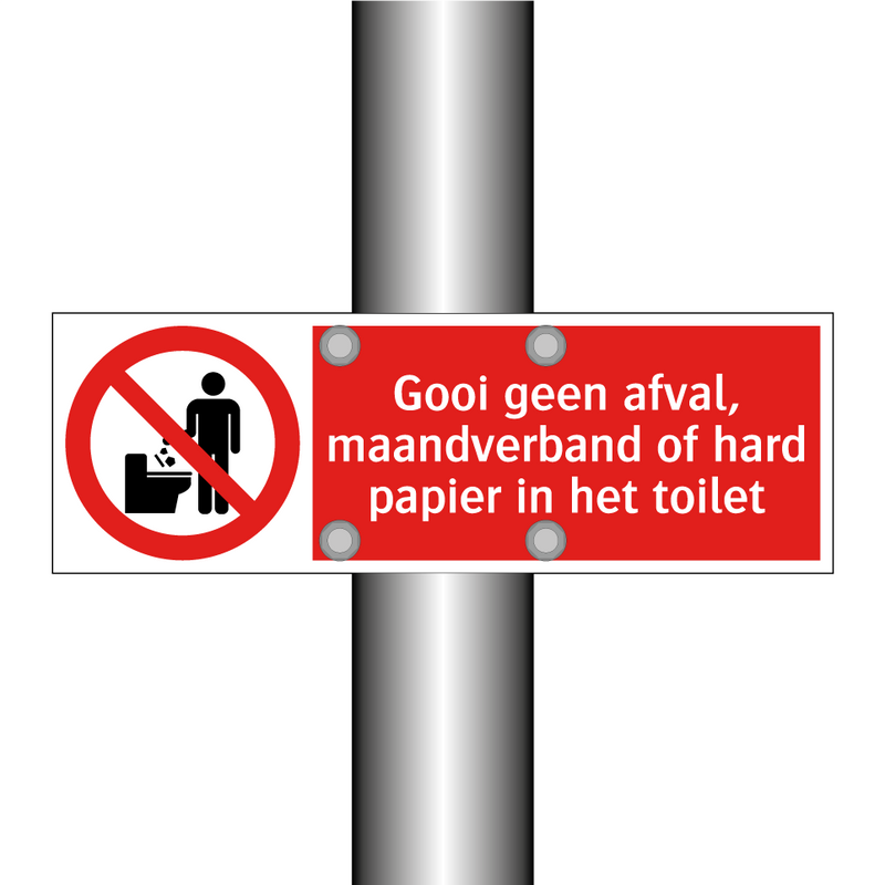 Gooi geen afval, maandverband of hard papier in het toilet