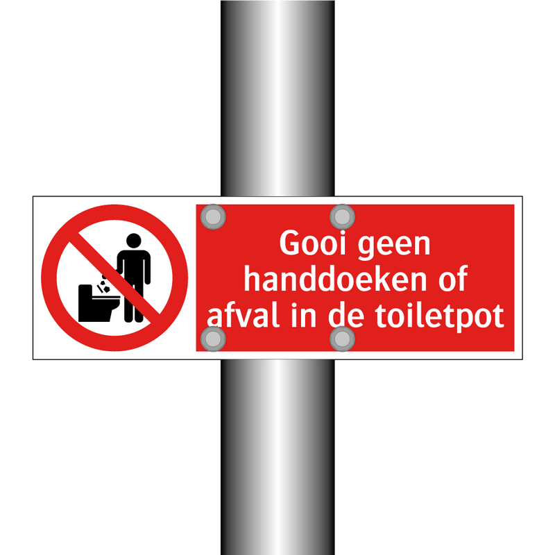 Gooi geen handdoeken of afval in de toiletpot