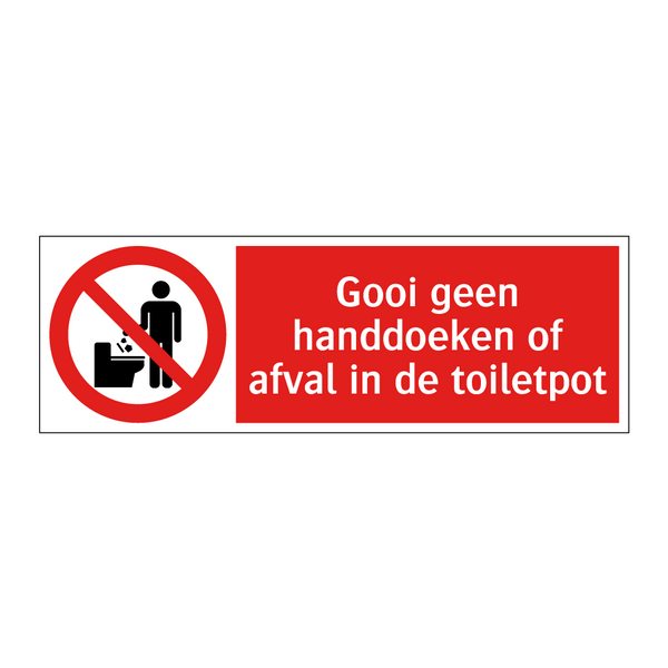 Gooi geen handdoeken of afval in de toiletpot