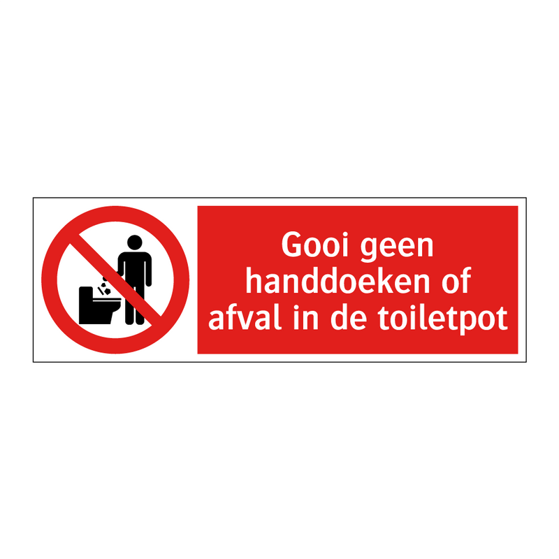 Gooi geen handdoeken of afval in de toiletpot