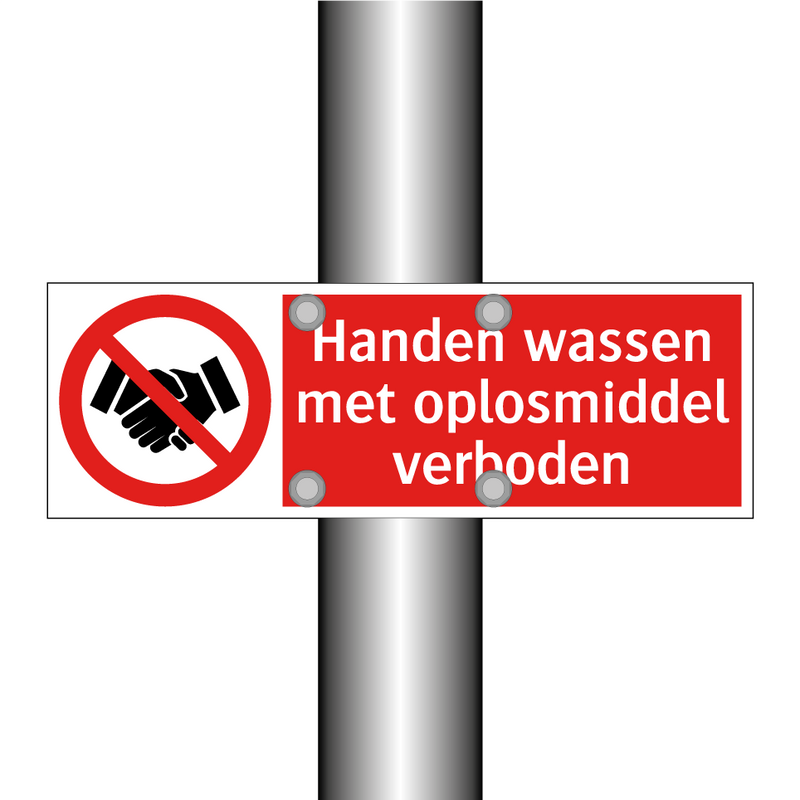 Handen wassen met oplosmiddel verboden