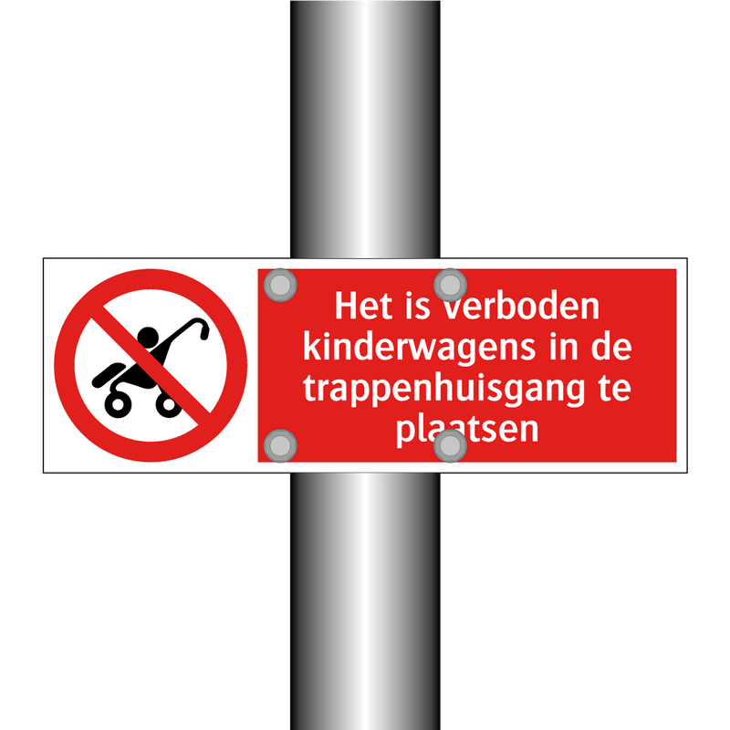 Het is verboden kinderwagens in de trappenhuisgang te plaatsen