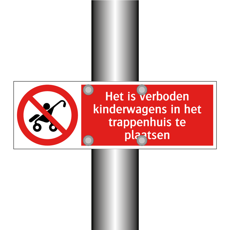 Het is verboden kinderwagens in het trappenhuis te plaatsen