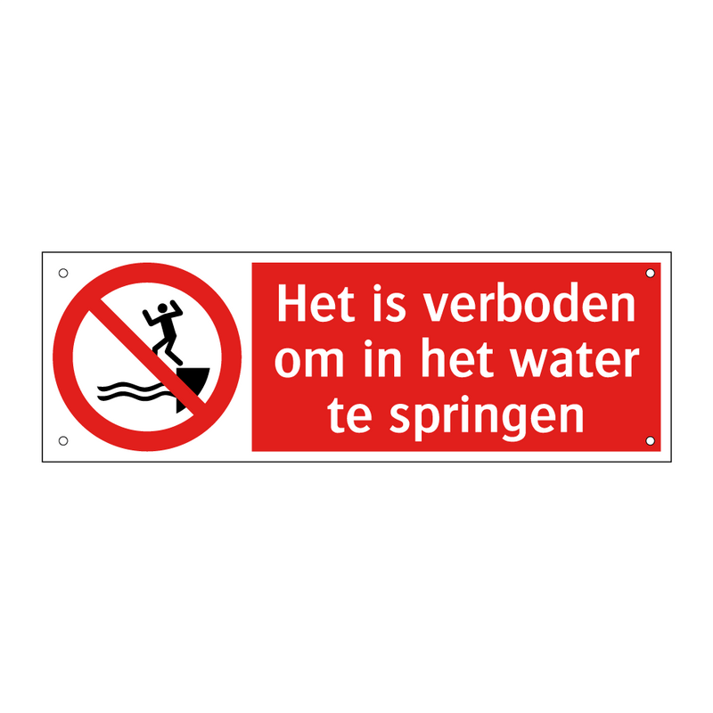 Het is verboden om in het water te springen