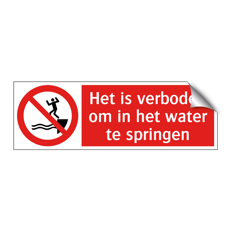Het is verboden om in het water te springen