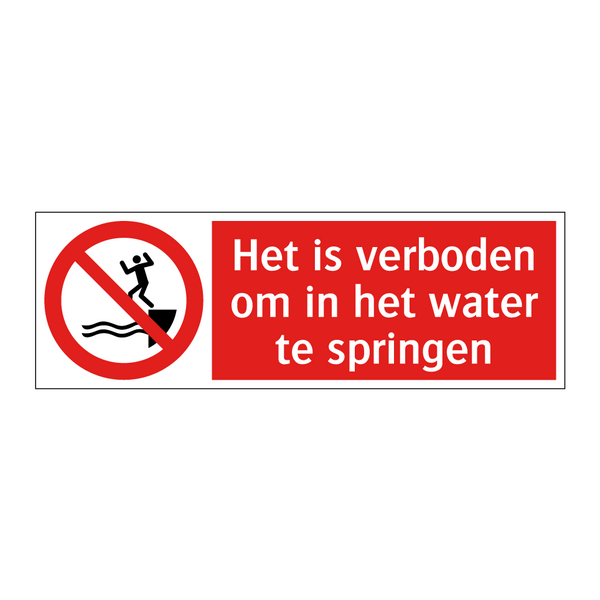 Het is verboden om in het water te springen