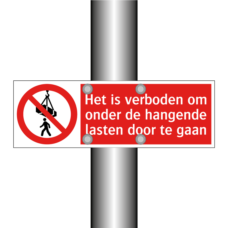 Het is verboden om onder de hangende lasten door te gaan