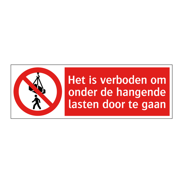 Het is verboden om onder de hangende lasten door te gaan