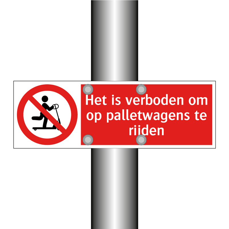 Het is verboden om op palletwagens te rijden